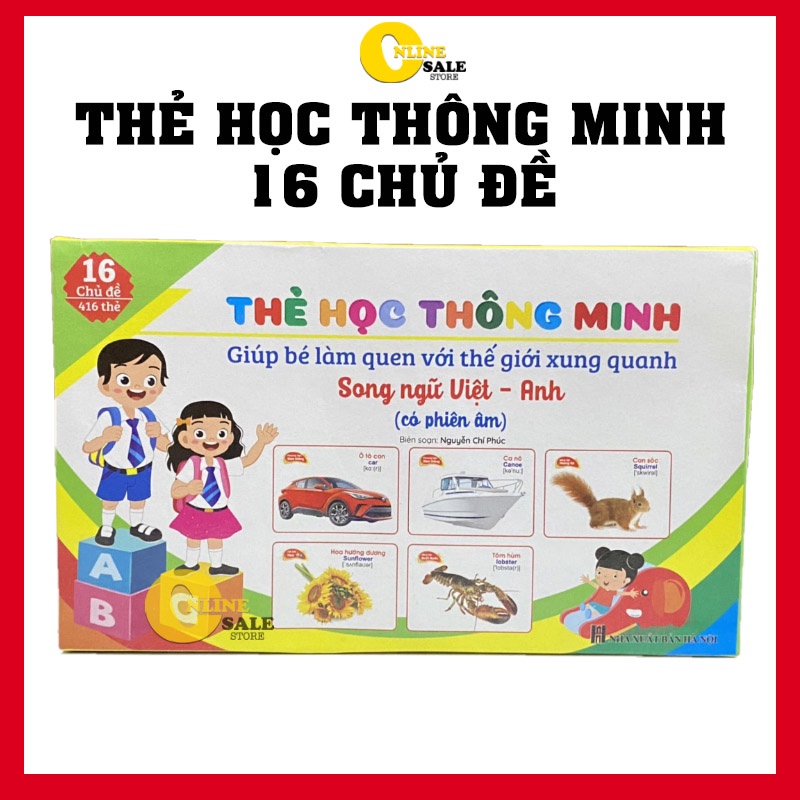 Flashcard cho bé-Bộ 416  thẻ học thông minh 16 chủ đề song ngữ cho bé,nhận biếtThế giới xung quanh- đồ chơi thông minh