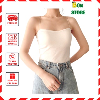 Áo croptop 2 dây sợi bún chất cotton