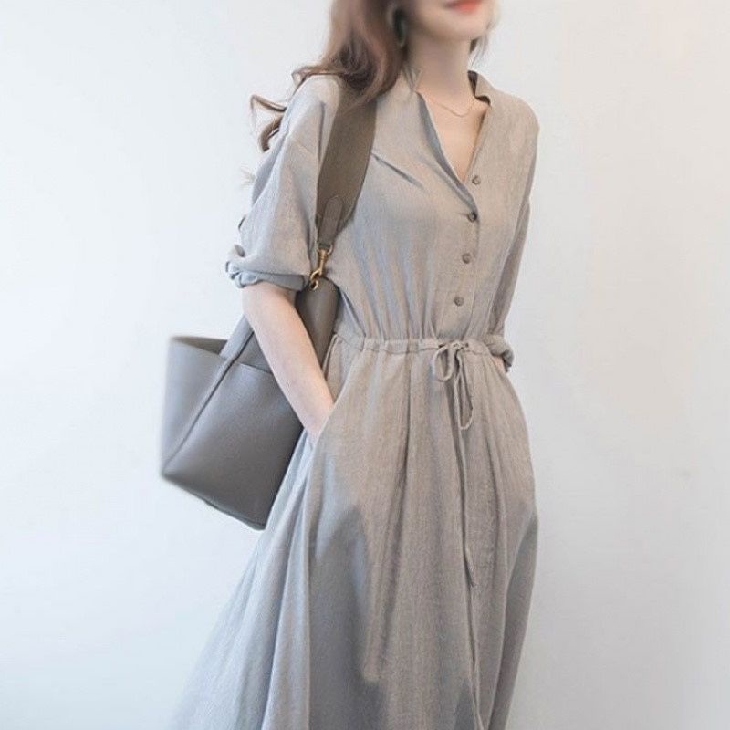 Đầm RENJIANVSHENG 164501 kiểu Pháp thiết kế trẻ trung thanh lịch thời trang cho nữ