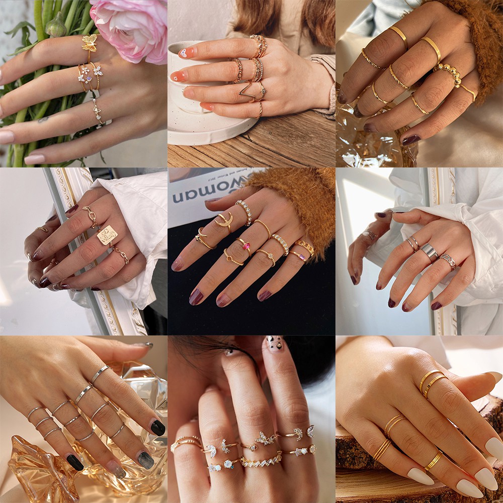 Bộ Nhẫn Thời Trang Đính Ngọc Trai Nhân Tạo Sang Trọng Cho Nữ