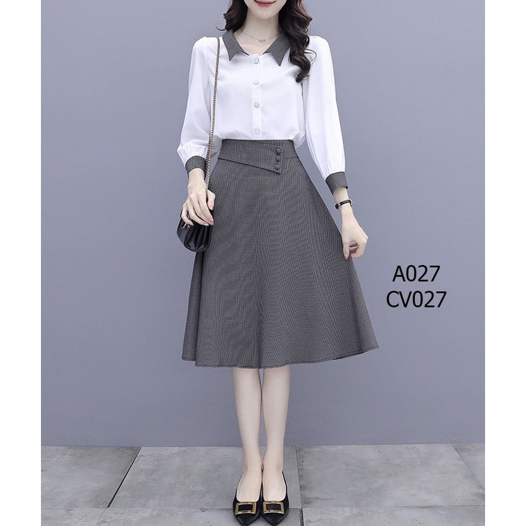 Áo sơ mi công sở nữ tay dài phối ghi trẻ trung thanh lịch Lely Fashion A027