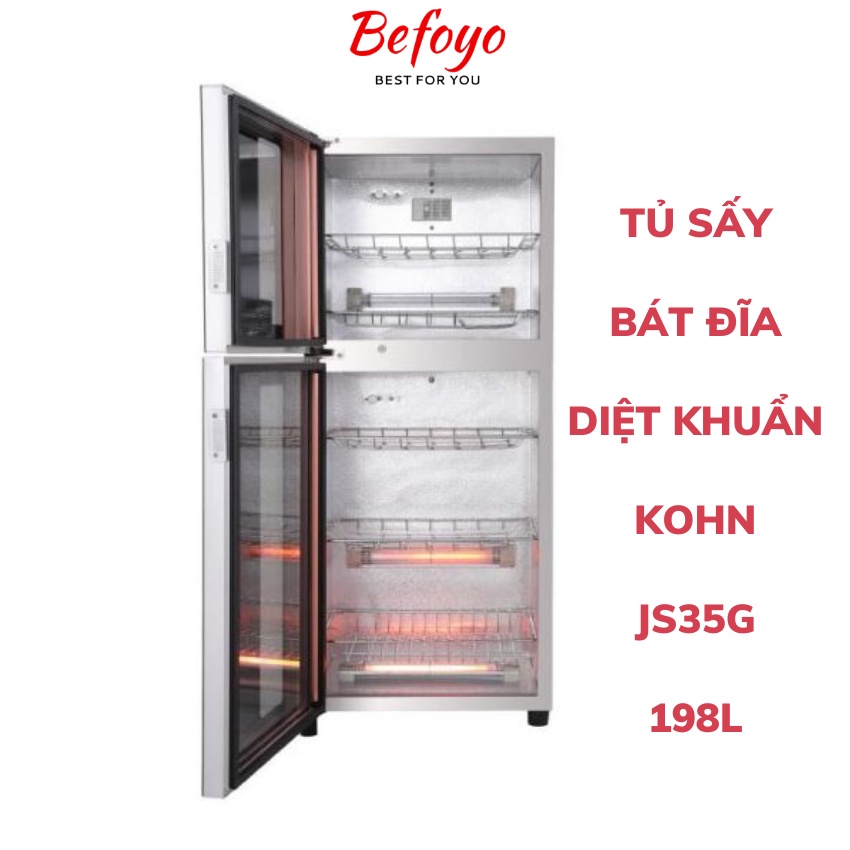 Tủ sấy khử trùng bát đĩa, diệt khuẩn bằng ánh sáng hồng ngoại và Ozon thương hiệu Kohn- Model KS35G - Befoyo