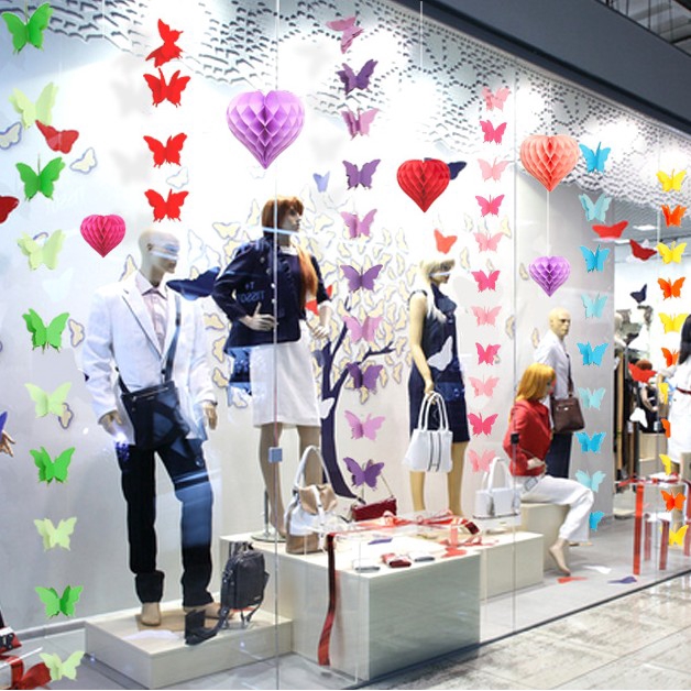 Set dây phối hình bướm 3D bằng giấy xinh xắn dùng trang trí nhà cửa/ tiệc