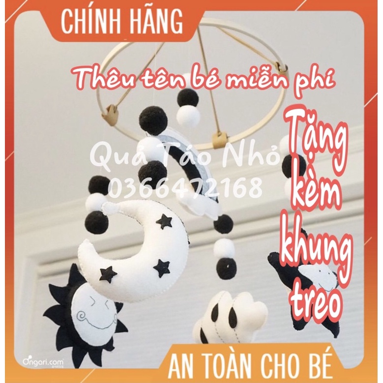 Bộ treo nôi trắng đen đơn giản cho bé luyện mắt