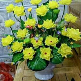 Ng liệu làm hoa sen đá màu Hồng đậm