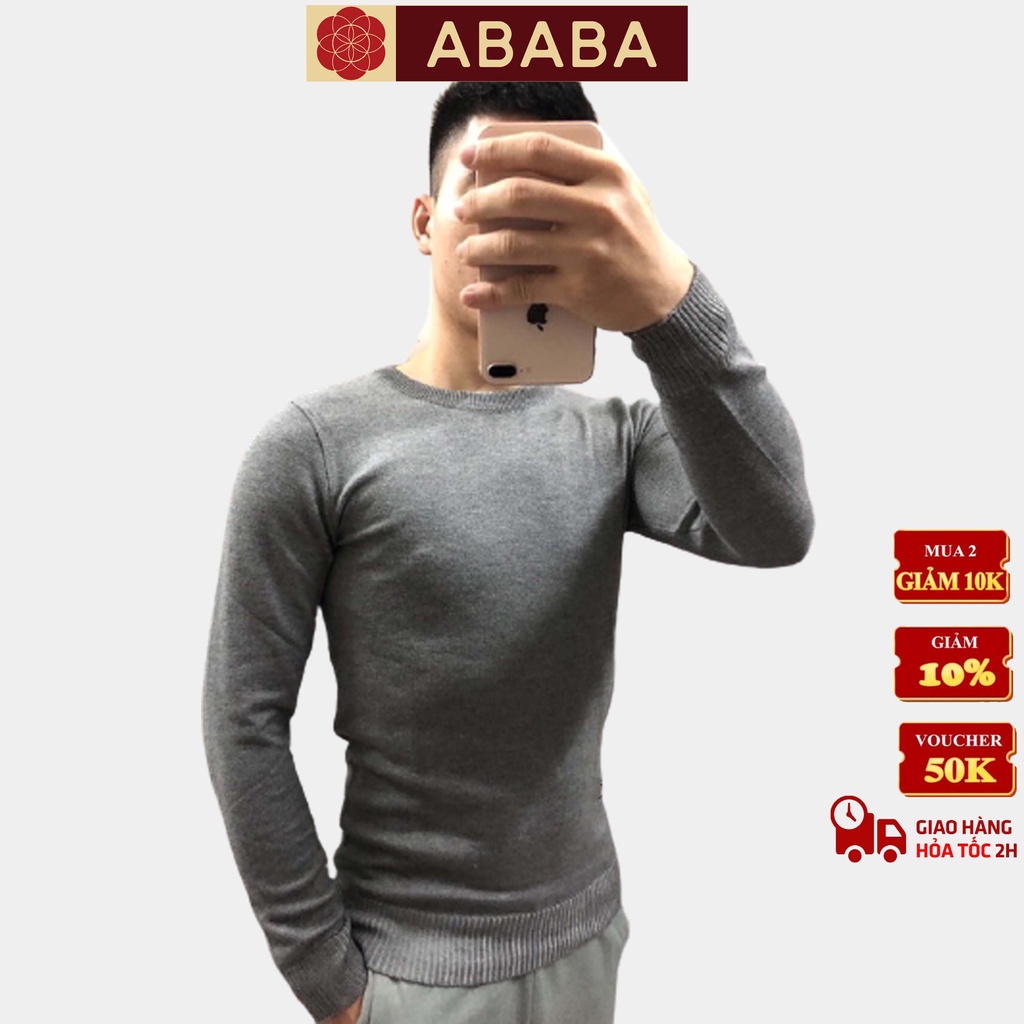Áo len nam cổ tròn dài tay ABABA, len visco mềm mịn, giữ ấm tốt, dễ chịu cho da - ABABA-TRONVC