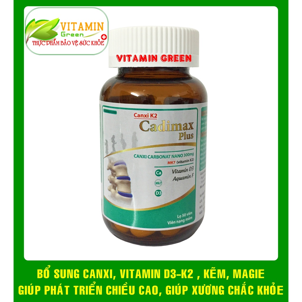 Canxi K2 CADIMAX Plus BỔ SUNG CANXI VITAMIN VÀ KHOÁNG CHẤT GIÚP CHẮC KHỎE XƯƠNG