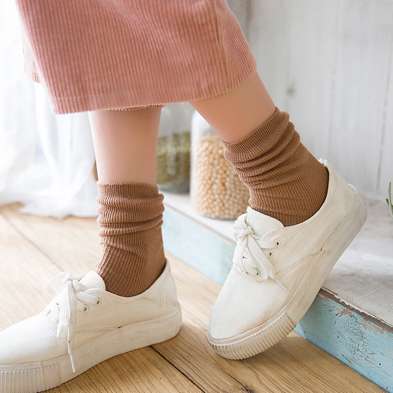 Đôi tất chân cotton màu trơn thời trang cho nữ