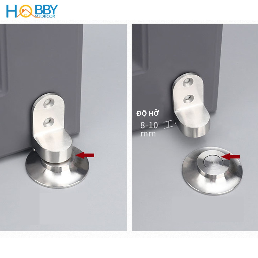 Bộ chặn cửa chống va đập nam châm hít dán sàn inox 304 Hobby Home Decor CC5 có keo dán và đinh ốc không rỉ sét