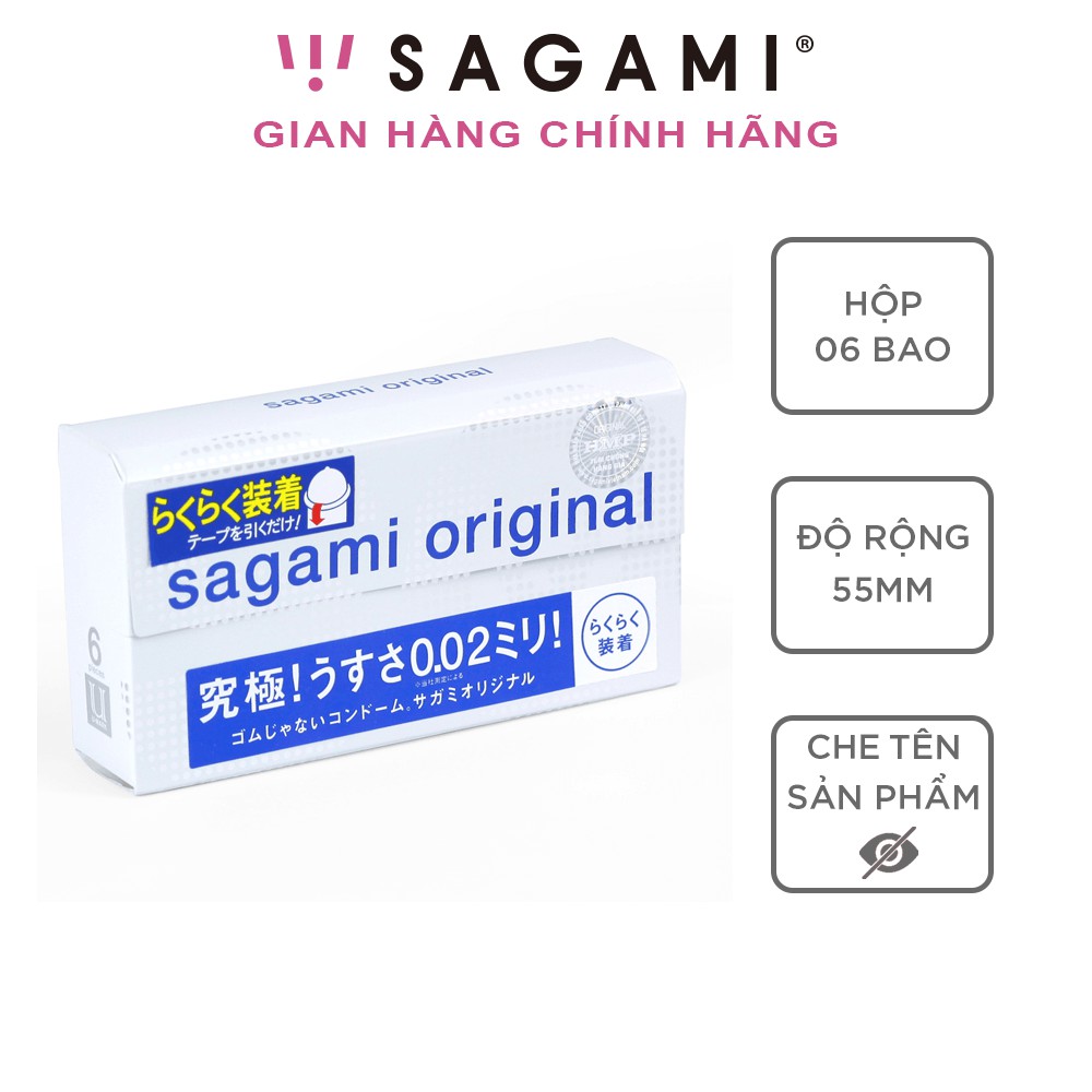 Bao cao su Sagami Original 0.02 mm Quick - Siêu mỏng - Hộp 6 chiếc [Free Ship]