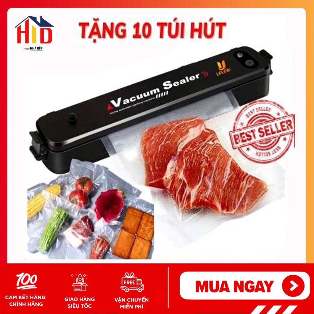 [BẢO HÀNH 12 THÁNG] Máy Hút Chân Không Thực Phẩm Kèm Hàn Miệng Túi Vacuum Sealer ( tặng 10 túi hút )