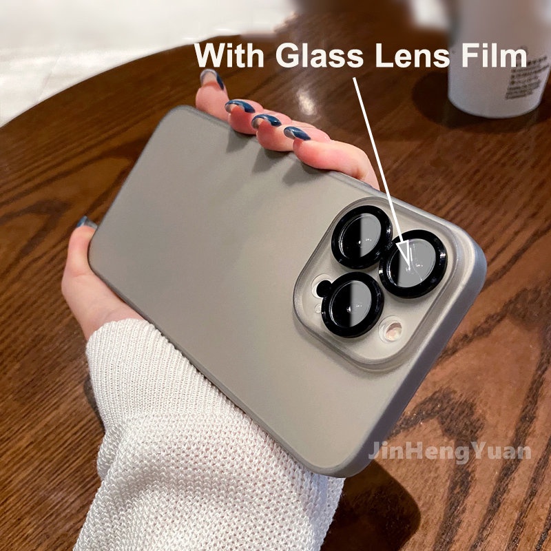 Ốp Điện Thoại Cứng Mỏng Mặt Nhám Thân Thiện Với Da Có Vòng Nhẫn Kim Loại Cho IPhone 14 13 12 11 Pro Max 14Plus