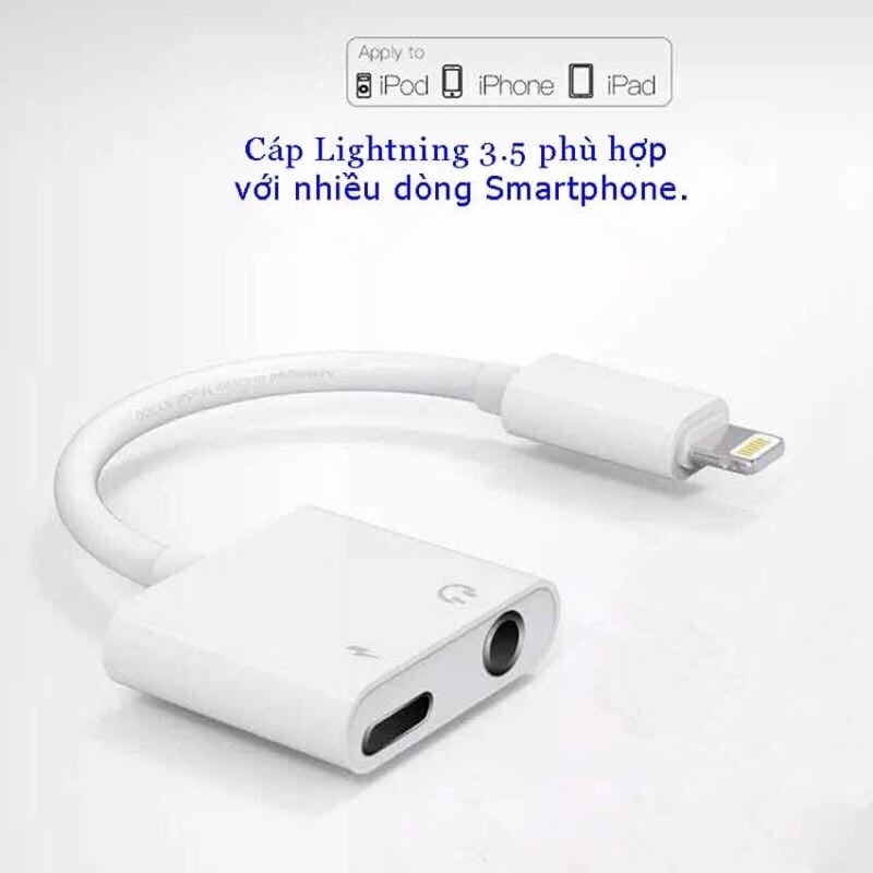 Jack chuyển đổi  2 cổng - Vừa sạc vừa cắm tai nghe cho ip7/7p/8/8p/x/xs max/11/11pro/11pro max