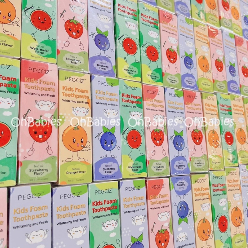 Kem Đánh Răng Chống Sâu Răng Cho Trẻ Em Dạng Bọt cho bé từ 2y PERCIZ tặng kèm bàn chải chữ U - Hàng Mĩ [OH BABIES]