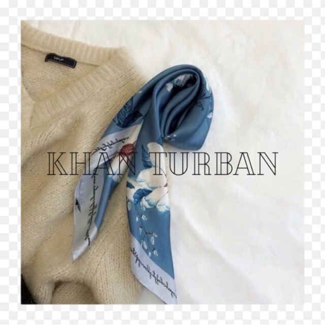 Khăn turban lụa vuông choàng cổ size 70x70cm thanh lịch phong cách nữ tính đa năng có thể dùng làm áo yếm in hoa