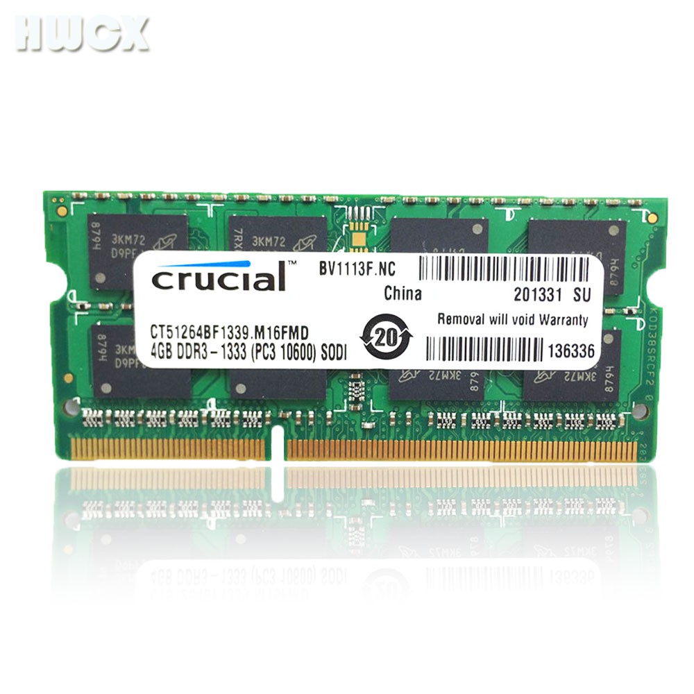 Thẻ Nhớ Ram Sodimmm Crucial 4gb 2rx8 Pc3-10600S Ddr3 1333mhz Cho Laptop | BigBuy360 - bigbuy360.vn