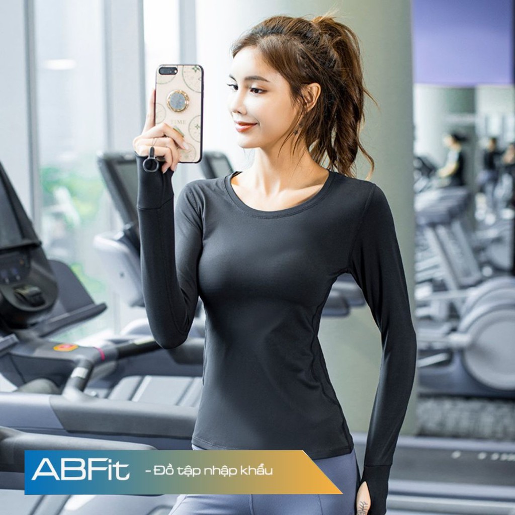 Áo thể thao dài tay lưới lưng, đồ tập gym yoga aerobic thể dục