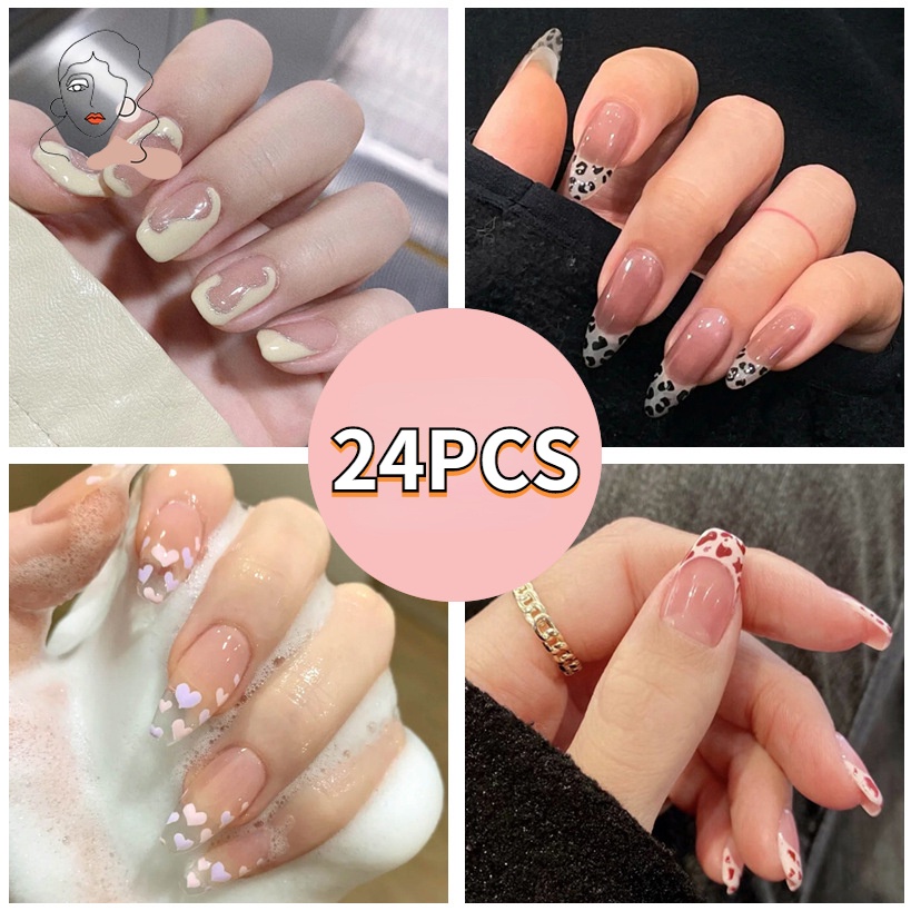 Bộ 24 Móng Tay Giả Trang Trí Xinh Xắn