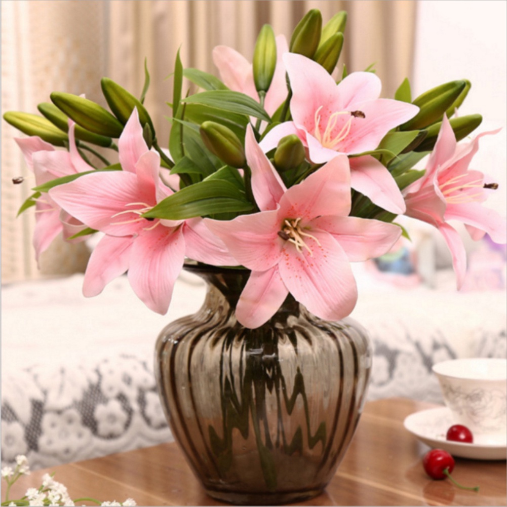 1 Cành Hoa Lily Nhân Tạo Trang Trí Nhà Cửa / Văn Phòng / Tiệc Cưới