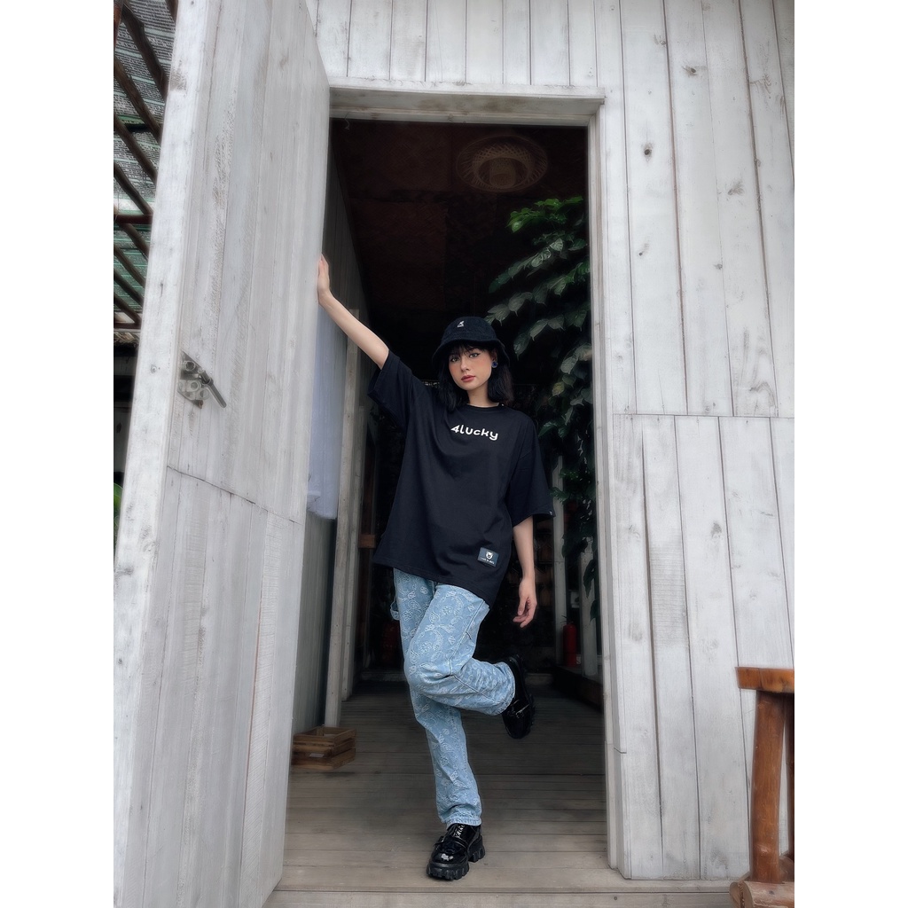 Áo thun unisex 4lucky 6005 - tay lỡ form rộng oversize streetwear