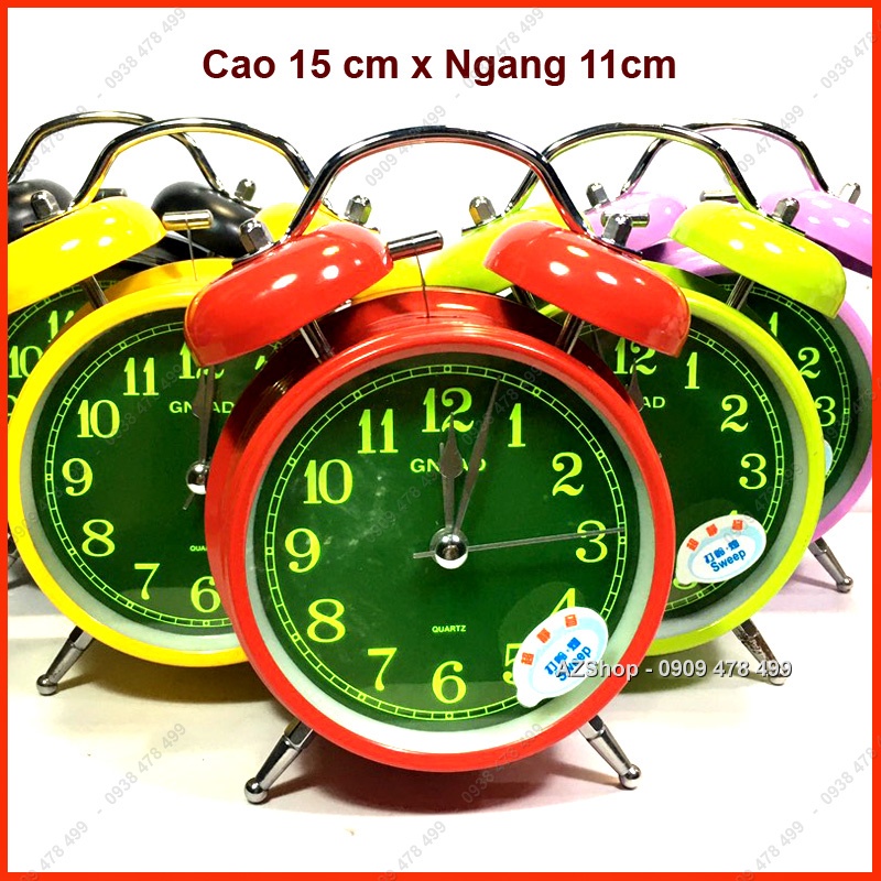 Đồng Hồ Để Bàn Sắc Màu Báo Thức Chuông Đôi - Đường Kính 10cm