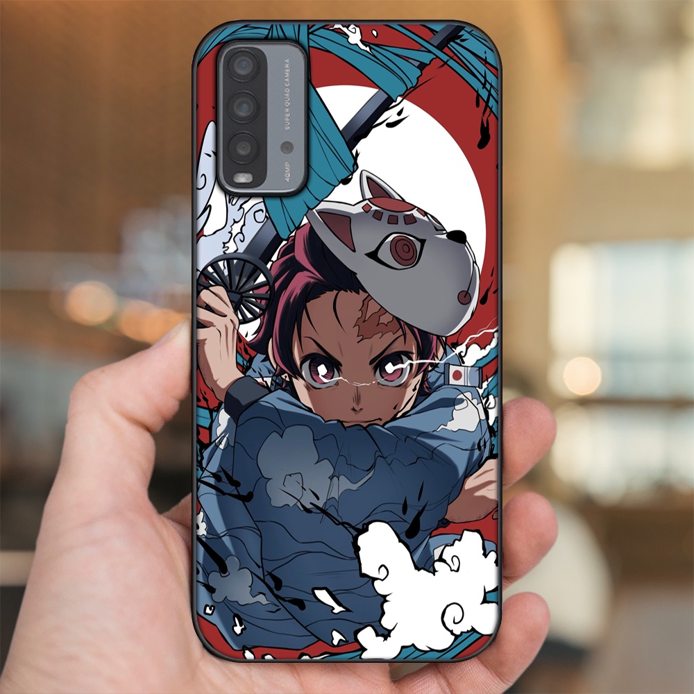 Ốp lưng Xiaomi Redmi 9T viền đen in hình Tanjiro Kimetsu No Yaiba