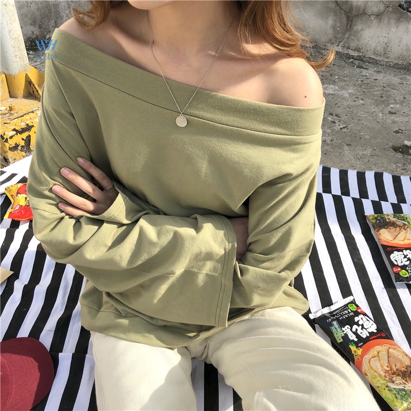 Áo trễ vai màu trơn kiểu dáng đơn giản hợp thời trang | BigBuy360 - bigbuy360.vn