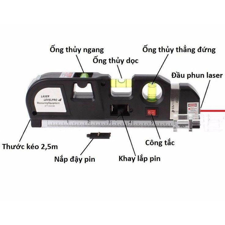 Thước Thủy Đo Đa Năng Laser Fixit 2 Tia Dọc Ngang + Tặng Kèm 3 Viên Pin