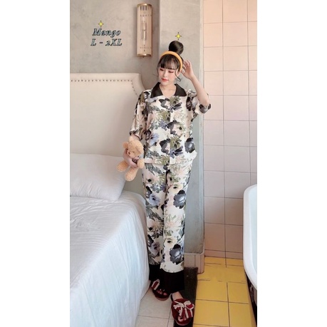 Đồ Bộ Pijama - Bộ Lụa Mango Tay Cánh Dơi Siêu Mềm Mượt Hàng Có Size Đến 80kg