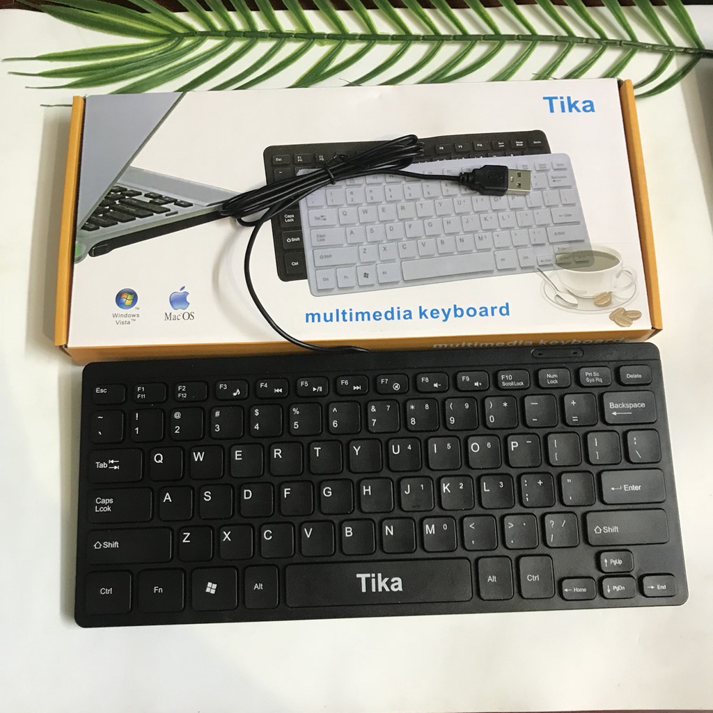 Combo Bàn phím dây mini TIKA kèm Chuột không dây V-DRA K08/K09 | Bảo hành 12 tháng