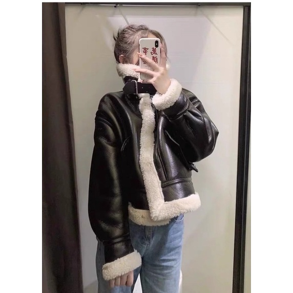 Áo khoác biker lót lông Zara