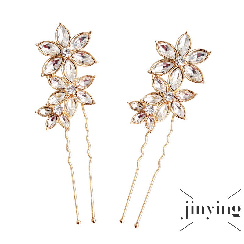 GETNOIVAS Kẹp tóc chữ U hình hoa đính đá thời trang cho nữ