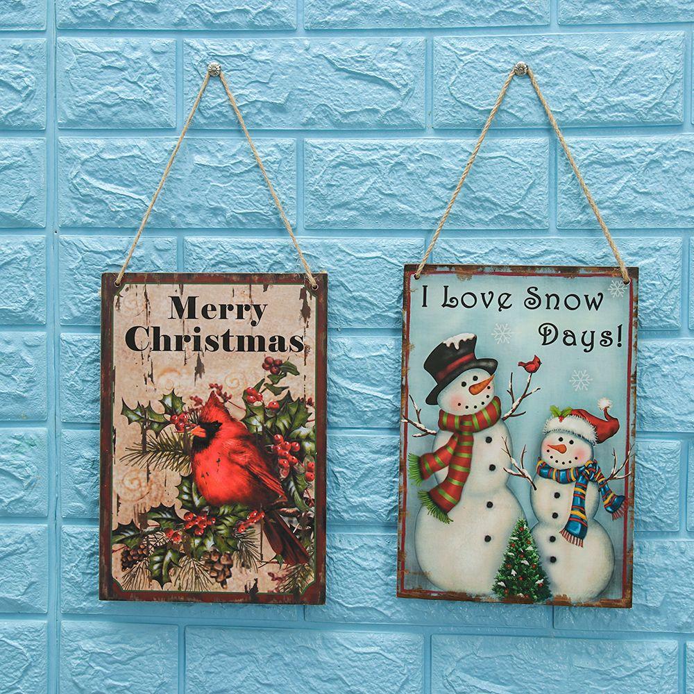 ZAIJIE24 Bảng Gỗ Treo Cửa Trang Trí Giáng Sinh