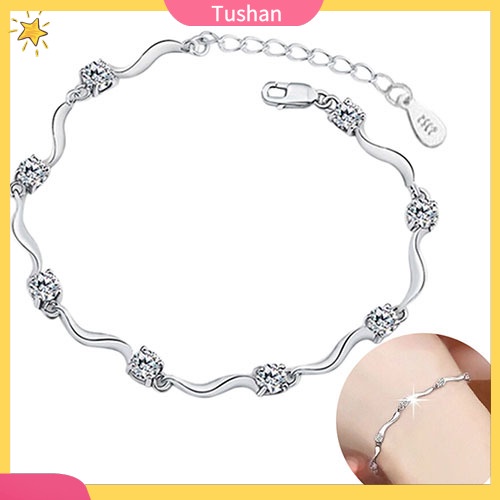 Vòng tay mạ bạc 925 đính đá xinh xắn