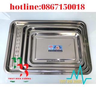 Khay inox chữ nhật nông, sâu các size