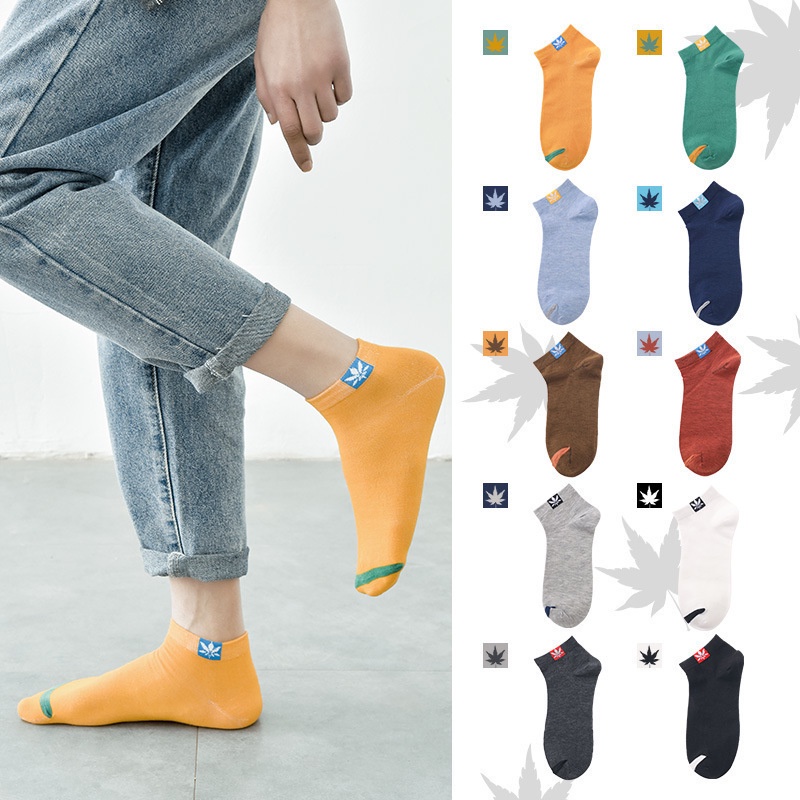 Vớ Thuyền Thoáng Khí Thấm Hút Mồ Hôi In Họa Tiết Lá Phong Thời Trang Xuân Hè Cho Nam