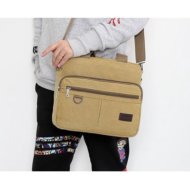 Túi đeo chéo nam size lớn vải bố canvas xách tay thời trang Hàn Quốc Túi đeo vai nữ Tuxa store