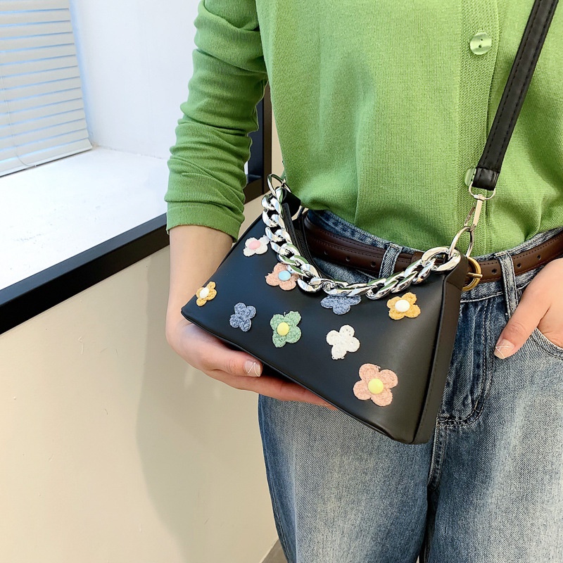 Túi đeo chéo JASMIN NOIR da pu họa tiết hoa và mặt trăng thời trang cho nữ