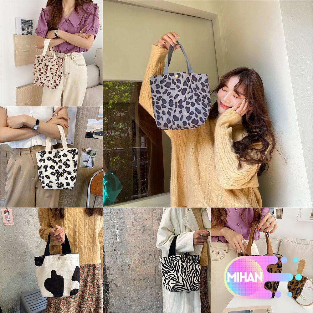 Túi vải nhung kẻ kiểu vuông nhiều mẫu họa tiết tùy chọn thời trang cho nữ