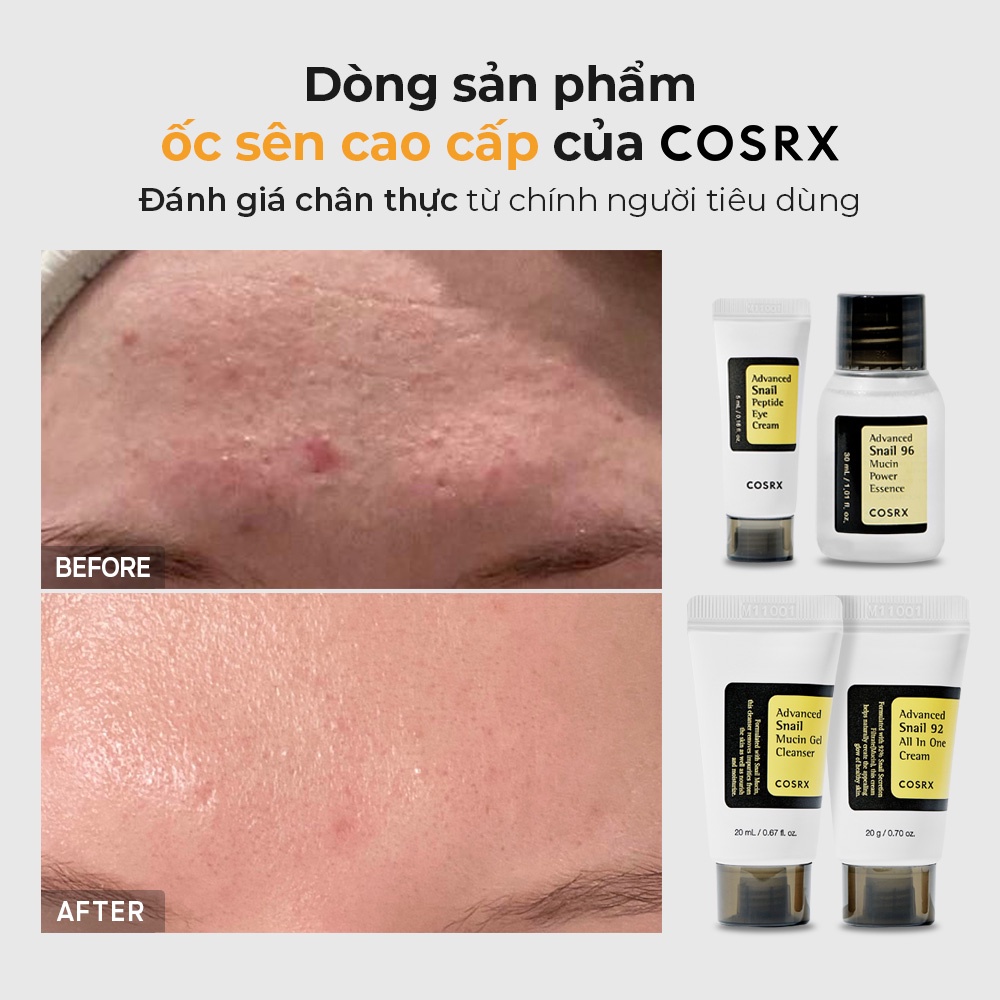 Set serum ốc sên 96 mucin 100ml + kem dưỡng ẩm COSRX tái tạo phục hồi da chiết xuất 92% dịch ốc sên 100g