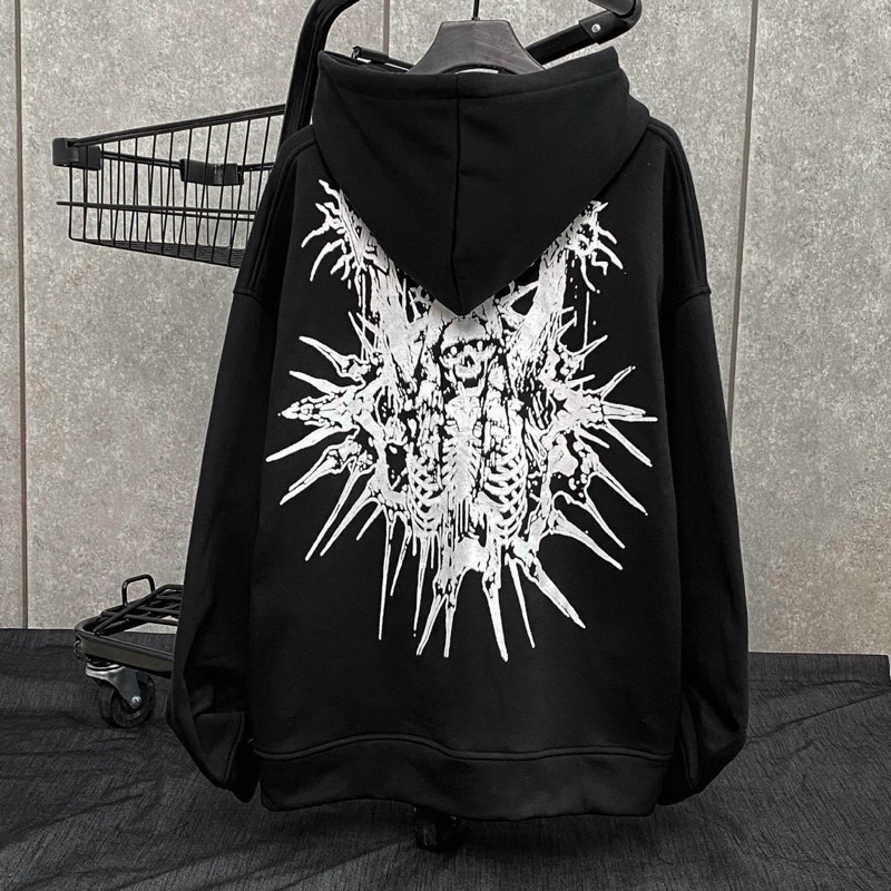 Áo Hoodie SKULL Form Rộng Oversize Unisex Vải Nỉ Bông - Yowol SG