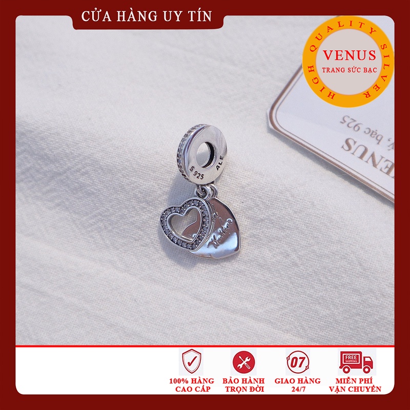 [Charm bạc 925 cao cấp] Charm treo tim kỉ niệm dành cho Mẹ- Mã sản phẩm VENUSMOM