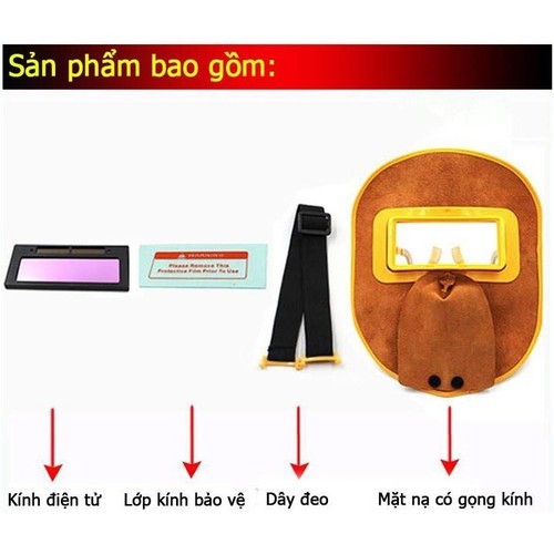 Mặt nạ da hàn che mặt có kính hàn điện tử