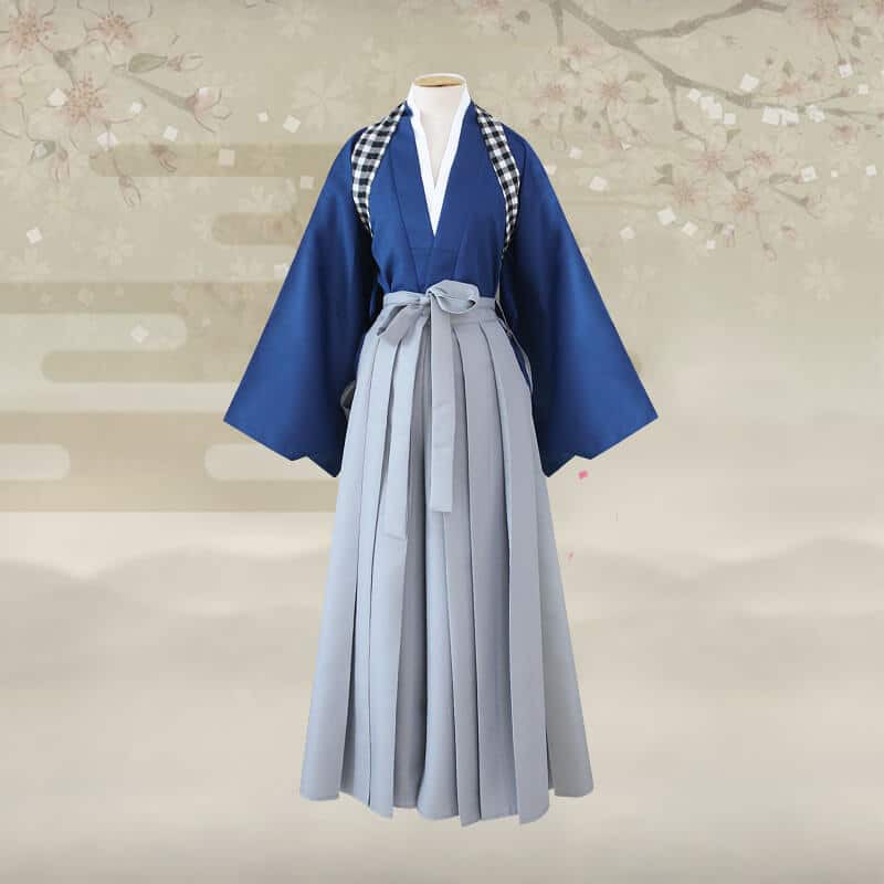Bán trang phục Kimono Nam màu xanh đen hình vân mây sang trọng theo phong cách Nhật Bản