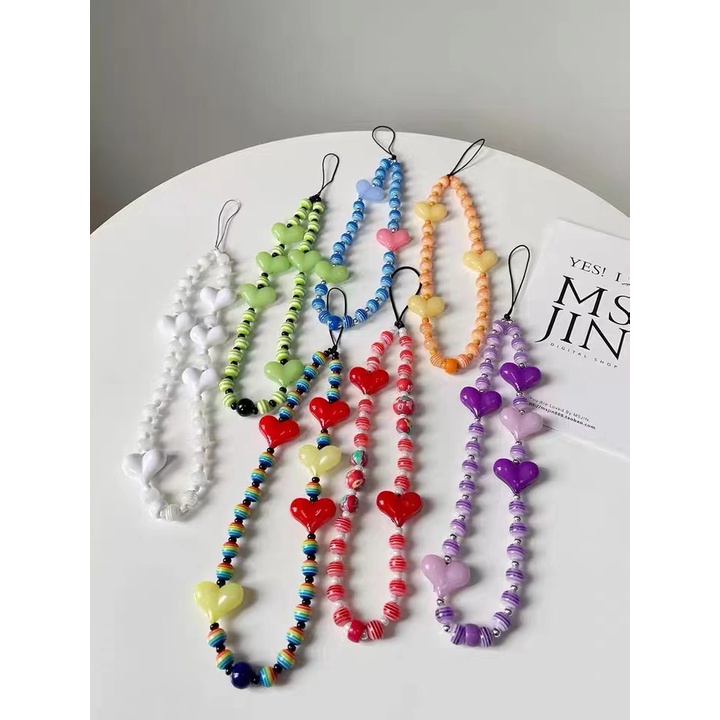 BLACKPINK JISOO Mobile Phone Strap Dây Đeo Điện Thoại Đính Hạt Pha Lê Hình Trái Tim/Hoa Hồng/Tròn Thời Trang