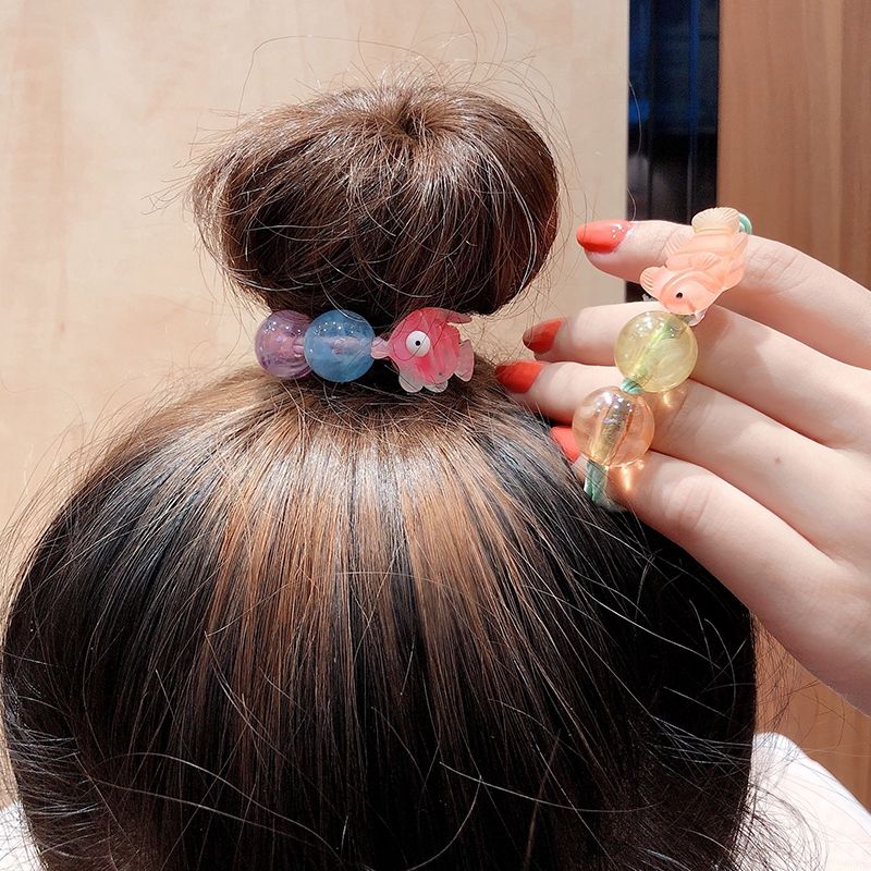 Dây buộc tóc cao su trang trí hình chú cá vàng nhỏ kiểu Hàn Quốc đáng yêu