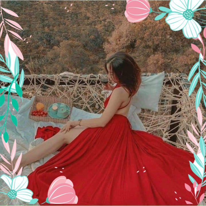 Đầm Maxi Đỏ Cột Dây Đầm Đi Biển Thời Trang Du Lịch, Chụp Ảnh Siêu Đẹp | BigBuy360 - bigbuy360.vn