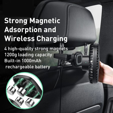 Quạt Mini Tích Điện Cầm Tay Hoặc Gắn Ghế Sau Ô Tô Baseus Natural Wind Magnetic Rear Seat Fan Dung Lượng 1000mah