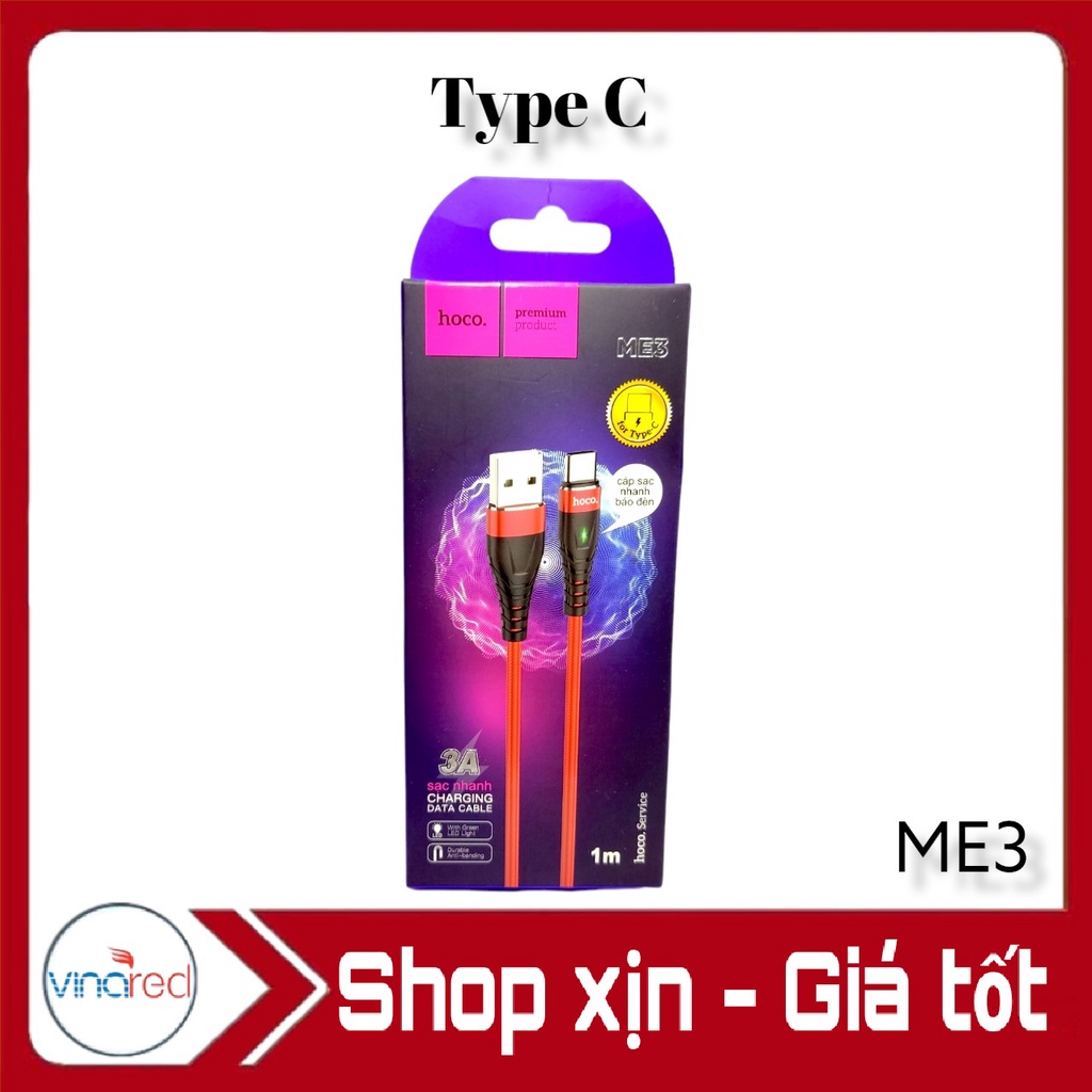 Cáp sạc HC có đèn ME3 cổng TypeC - 1m