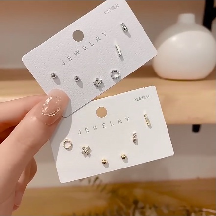 Set 6 khuyên tai kiểu dáng hình học thời trang cá tính cho nữ